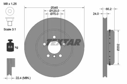 Тормозной диск TEXTAR для BMW 3 (F30, F80) 320 i xDrive