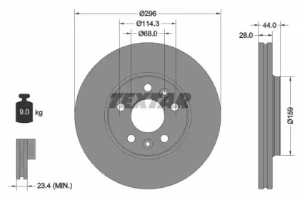 Тормозной диск TEXTAR для NISSAN NV300 Kombi (X82) 1.6 dCi 145