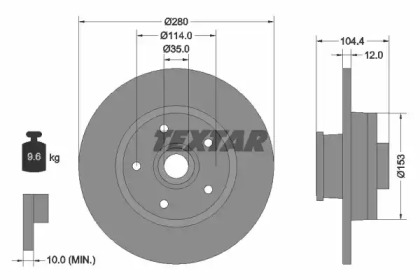 Тормозной диск TEXTAR для NISSAN NV300 Kombi (X82) 1.6 dCi 145