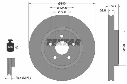 Тормозной диск TEXTAR для DODGE DURANGO (WD) 3.6