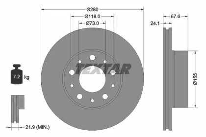 Тормозной диск TEXTAR для FIAT DUCATO c бортовой платформой/ходовая часть (230_) 2.5 TDI