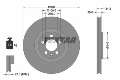 Дисковой тормозной механизм TEXTAR для VW POLO (6R, 6C) 1.8 GTI