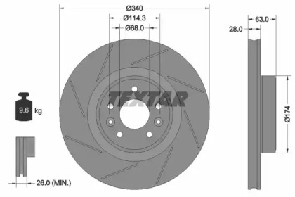 Тормозной диск TEXTAR для RENAULT MEGANE III купе (DZ0/1_) 2.0 R.S.