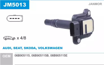 Катушка зажигания / элемент катушки зажигания JANMOR для VW BORA Variant (1J6) 1.8 T