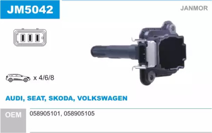Катушка зажигания / элемент катушки зажигания JANMOR для VW BORA Variant (1J6) 1.8 T