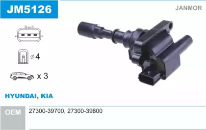Катушка зажигания / элемент катушки зажигания JANMOR для KIA OPIRUS (GH) 3.8 V6