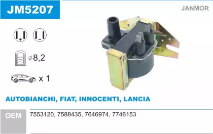 Катушка зажигания / элемент катушки зажигания JANMOR для FIAT PANDA (141_) 1000 4x4