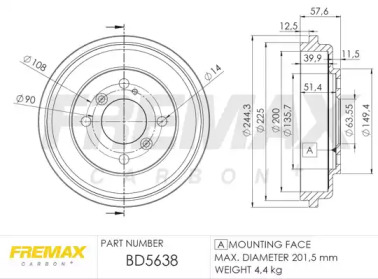 Барабанный тормозной механизм FREMAX для FORD FIESTA VI 1.5 TDCi