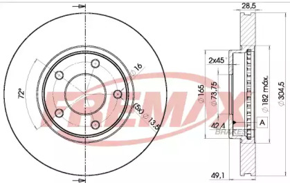 Тормозной диск FREMAX для JAGUAR XK 8 купе (X100) 4.0
