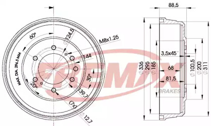 Тормозной барабан FREMAX для NISSAN PICK UP (D21) 2.5 D 4WD