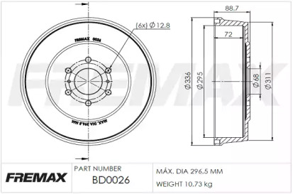 Барабанный тормозной механизм FREMAX для NISSAN NP300 NAVARA (D40) 2.5 dCi 4WD