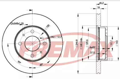 Дисковой тормозной механизм FREMAX для NISSAN ALMERA I (N15) 2.0 D