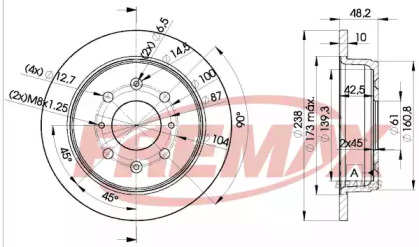Тормозной диск FREMAX для HONDA CIVIC VI Fastback (MA, MB) 1.5 i Vtec-E (MA9)