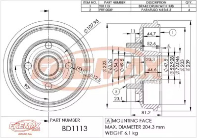 Барабанный тормозной механизм FREMAX для FORD FOCUS седан (DFW) 1.8 16V