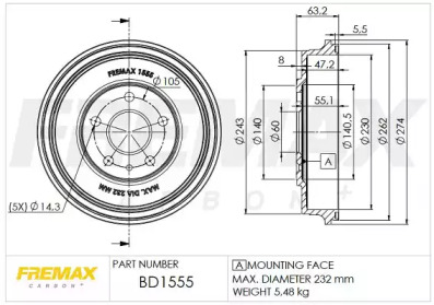 Тормозной барабан FREMAX для CHEVROLET AVEO седан (T300) 1.3 D