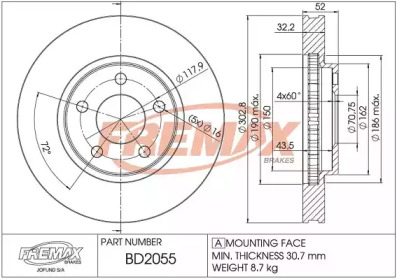 Дисковой тормозной механизм FREMAX для CHEVROLET CAMARO 3.8