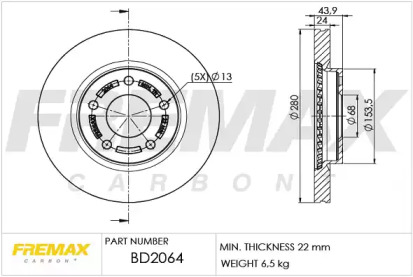 Тормозной диск FREMAX для NISSAN JUKE (F15) 1.5 dCi