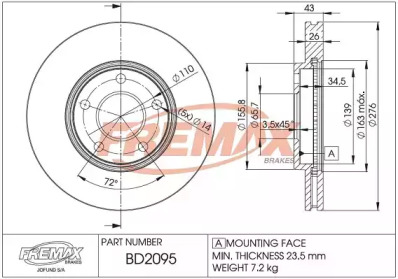 Дисковой тормозной механизм FREMAX для CHEVROLET HHR 2.4