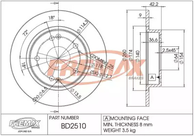 Тормозной диск FREMAX для HONDA CIVIC VIII седан (FD, FA) 1.8 EXS Flex