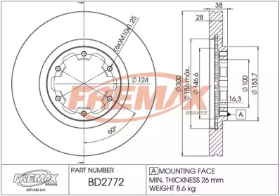 Тормозной диск FREMAX для NISSAN PATHFINDER II (R50) 3.5 V6 4WD