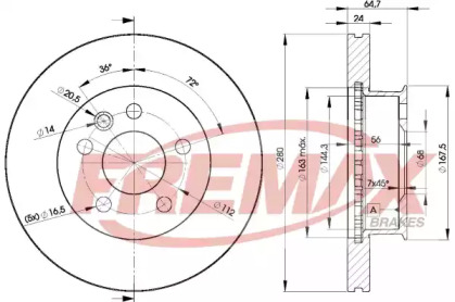 Дисковой тормозной механизм FREMAX для VW TRANSPORTER IV c бортовой платформой/ходовая часть (70XD) 1.9 TD