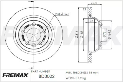 Дисковой тормозной механизм FREMAX для VW MULTIVAN V (7HM, 7HN, 7HF, 7EF, 7EM, 7EN) 1.9 TDI