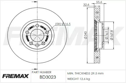 Дисковой тормозной механизм FREMAX для VW TRANSPORTER VI c бортовой платформой/ходовая часть (SFD, SFE 2.0 TDI