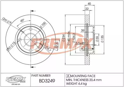 Дисковой тормозной механизм FREMAX для KIA RIO универсал (DC) 1.3