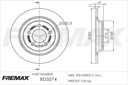 Тормозной диск FREMAX для MAZDA 5 (CR19) 2.0 CD