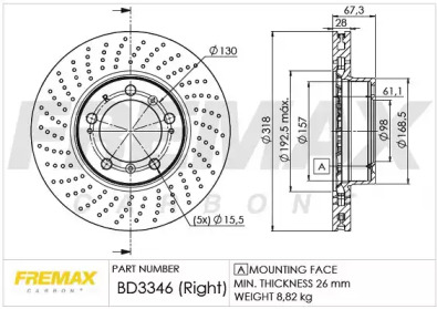 Тормозной диск FREMAX для PORSCHE 911 Кабриолет (997) 3.6 Carrera 4