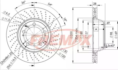 Тормозной диск FREMAX для PORSCHE 911 Кабриолет (997) 3.6 Carrera