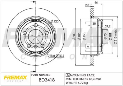 Тормозной диск FREMAX для BMW 3 (F30, F80) 320 i xDrive