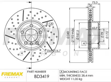 Тормозной диск FREMAX для BMW 3 (F30, F80) 320 i xDrive