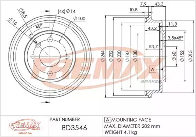 Тормозной барабан FREMAX для CHEVROLET AVEO седан (T300) 1.3 D