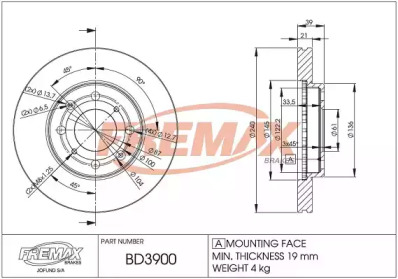 Дисковой тормозной механизм FREMAX для HONDA JAZZ II (GD_, GE3, GE2) 1.2 i-DSI (GD5, GE2)