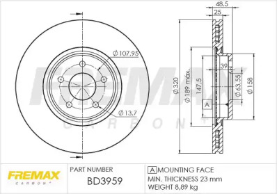 Дисковой тормозной механизм FREMAX для FORD KUGA II (DM2) 1.6 EcoBoost 4x4