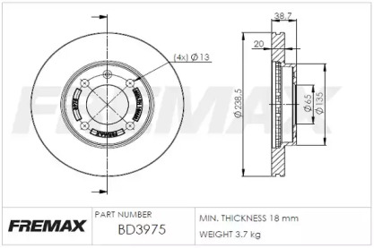 Тормозной диск FREMAX для VW GOLF II (19E, 1G1) 1.8 GTI 16V