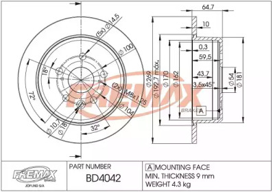 Дисковой тормозной механизм FREMAX для LEXUS ES (VCV10_, VZV21_) 250 (VZV21_)