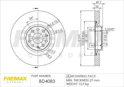Тормозной диск FREMAX для VW GOLF VI (5K1) 1.6 BiFuel
