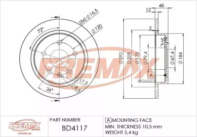 Тормозной диск FREMAX для CHEVROLET MALIBU (V300) 2.4