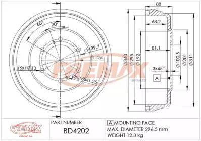 Тормозной барабан FREMAX для NISSAN PICK UP (D21) 2.5 D 4WD
