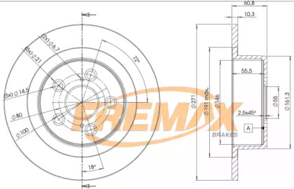 Тормозной диск FREMAX для TOYOTA AVENSIS (_T22_) 1.8 VVT-i (ZZT221_)