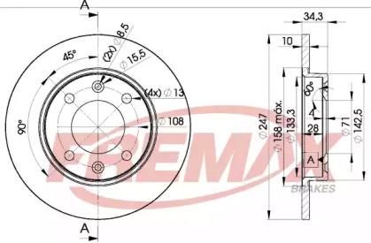 Дисковой тормозной механизм FREMAX для PEUGEOT 405 I (15B) 1.9 Diesel