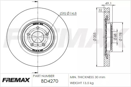 Дисковой тормозной механизм FREMAX для NISSAN 370 Z Roadster (Z34) 3.7