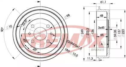 Барабанный тормозной механизм FREMAX для ALFA ROMEO 146 (930_) 1.9 JTD (930.B4B)