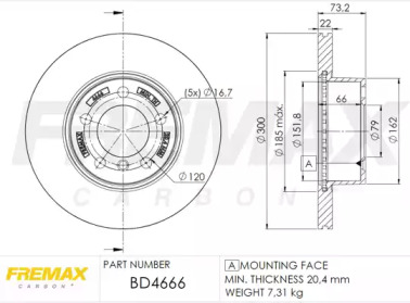 Тормозной диск FREMAX для BMW 3 (F30, F80) 320 i xDrive