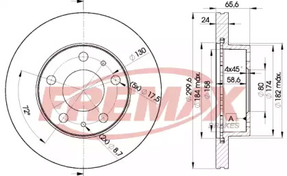 Тормозной диск FREMAX для FIAT DUCATO c бортовой платформой/ходовая часть (230_) 2.5 TDI