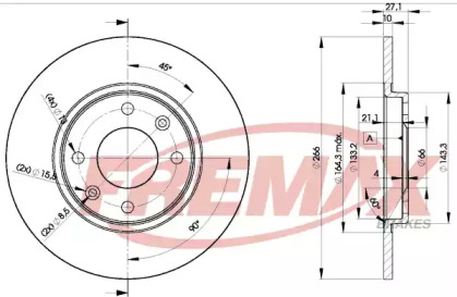 Дисковой тормозной механизм FREMAX для PEUGEOT 405 I (15B) 1.9 Diesel