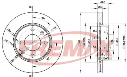 Дисковой тормозной механизм FREMAX для PEUGEOT 205 I (741A/C) 1.9 GTI