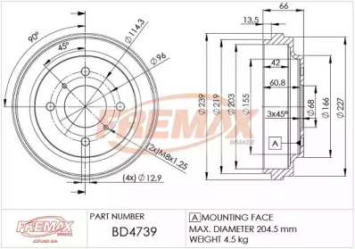 Тормозной барабан FREMAX для NISSAN TIIDA Хэтчбек (C11) 1.8